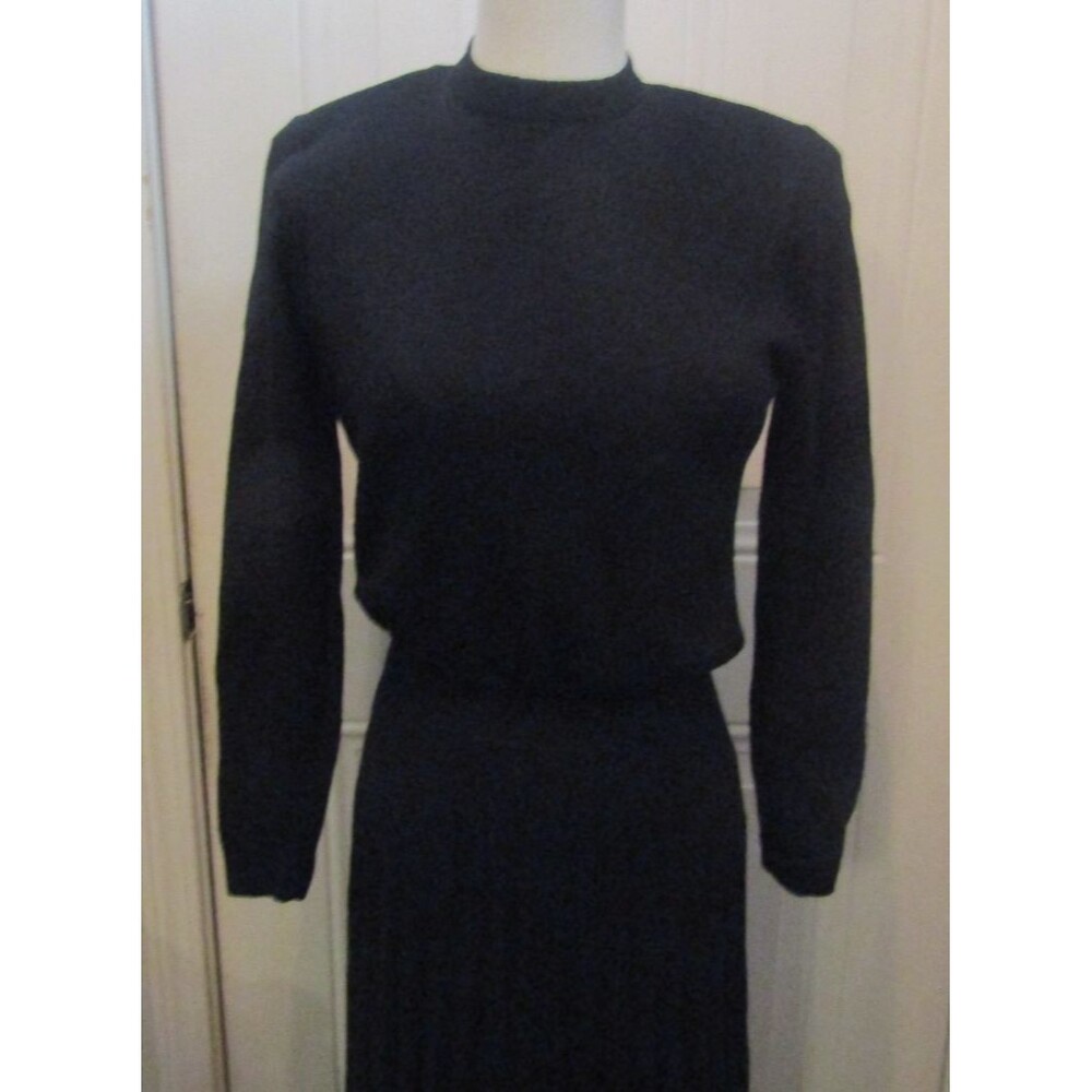 Vintage St. John by Marie Gray Black Knit Pleated Maxi Dress – Size 4 - Picture 3 of 9